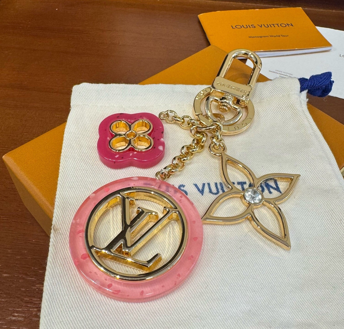 LOUIS VUITTON Canvas Metal Bag Charm Keychain