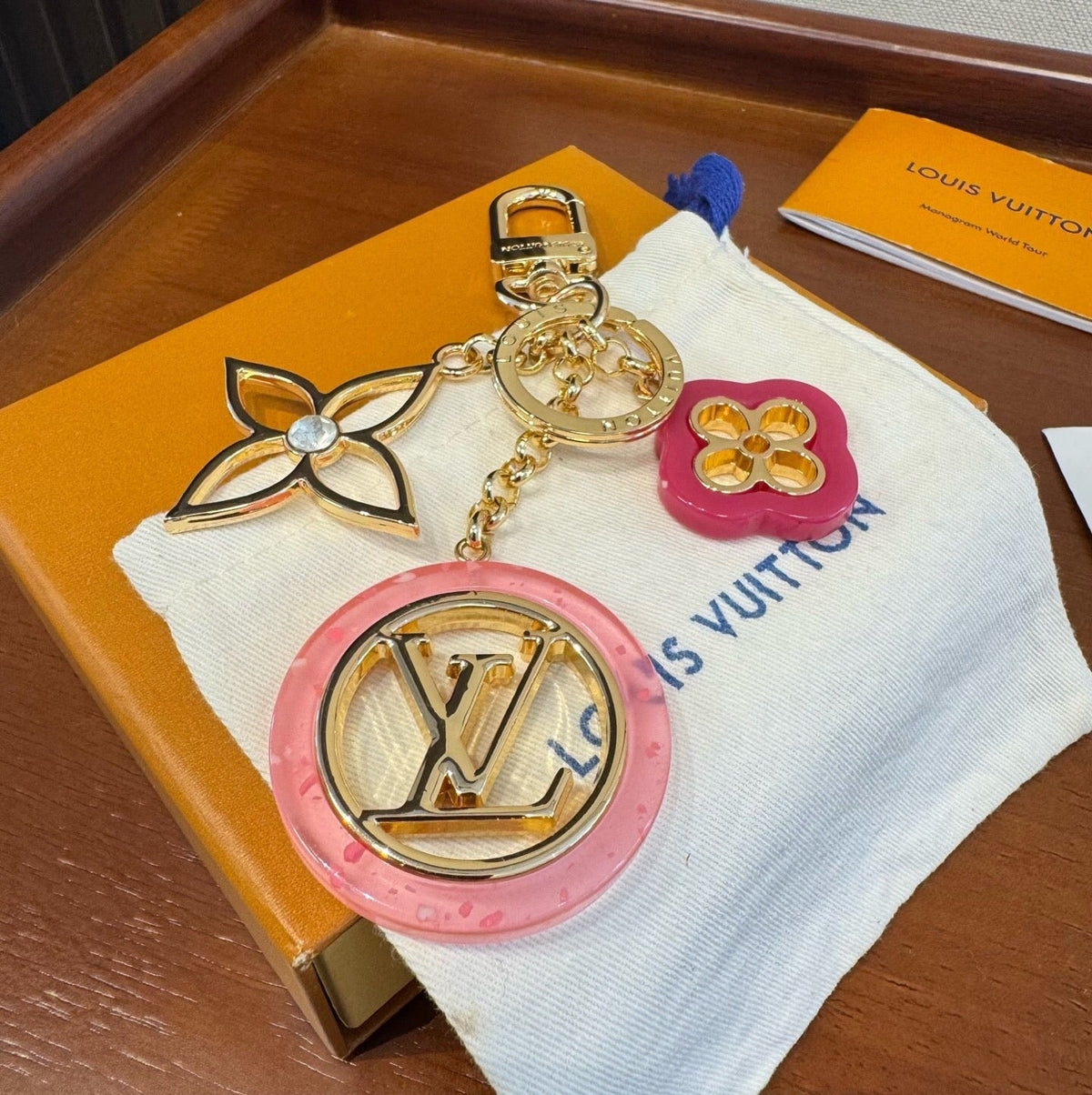LOUIS VUITTON Canvas Metal Bag Charm Keychain
