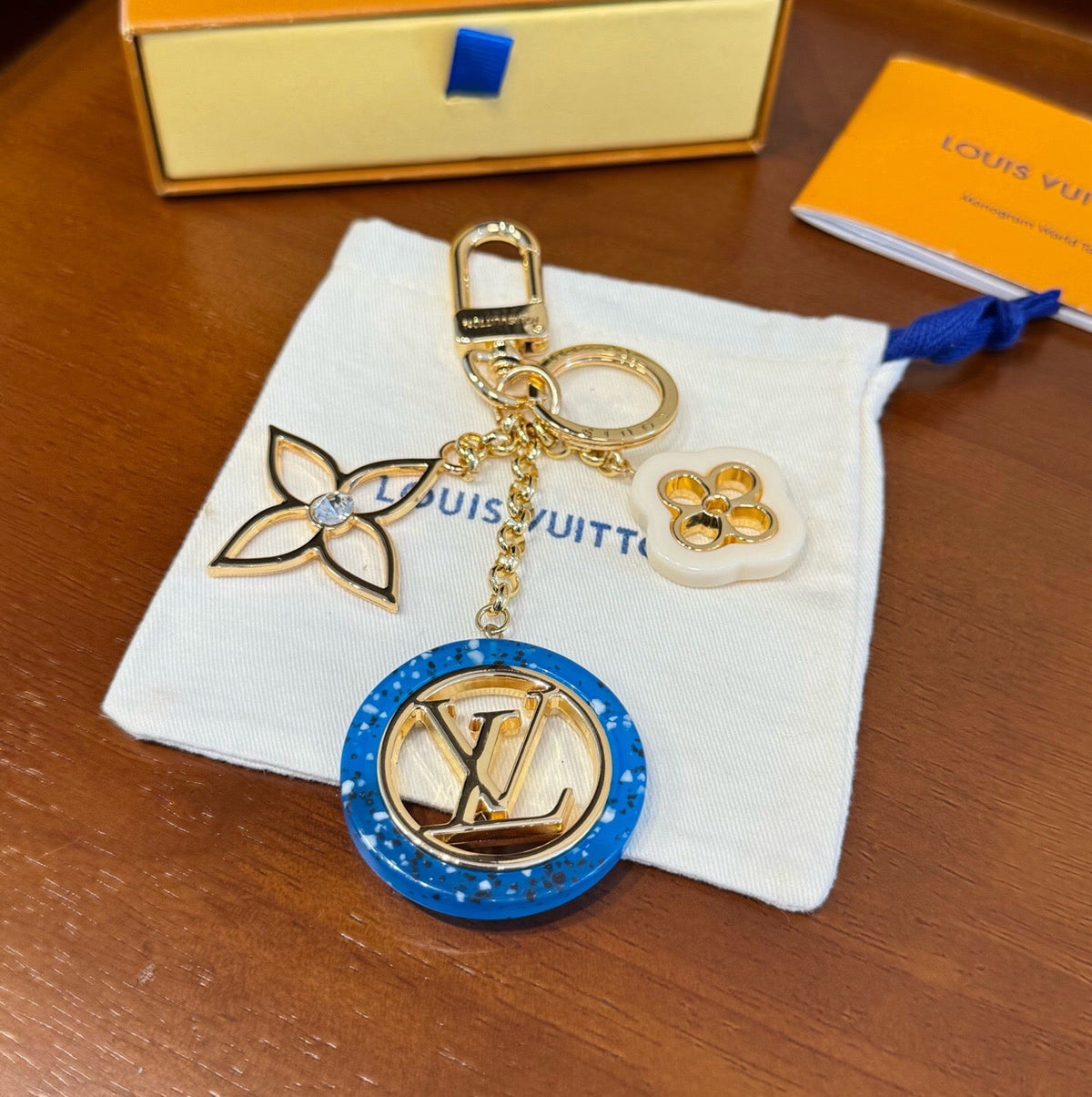 LOUIS VUITTON Canvas Metal Bag Charm Keychain