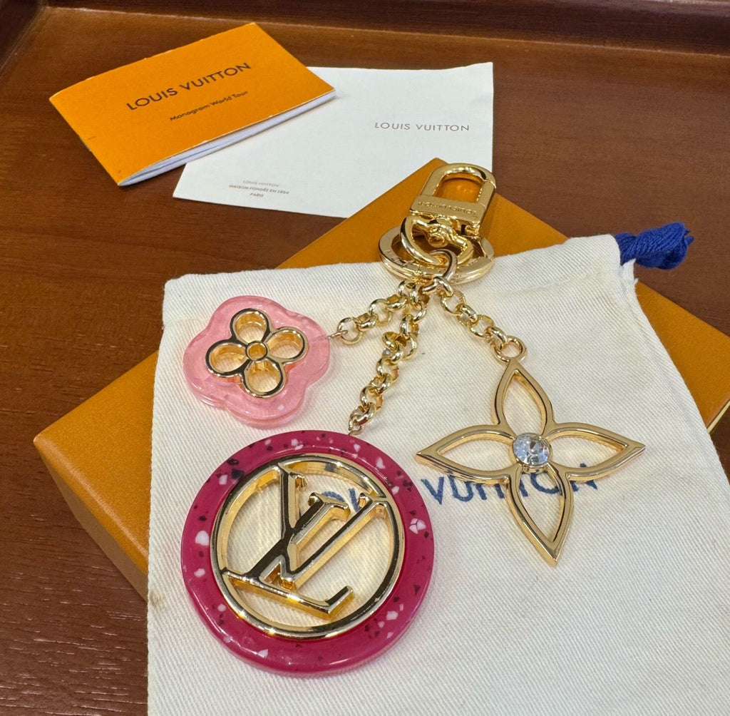 LOUIS VUITTON Canvas Metal Bag Charm Keychain
