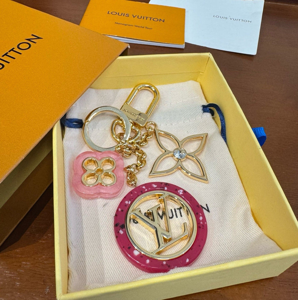 LOUIS VUITTON Canvas Metal Bag Charm Keychain