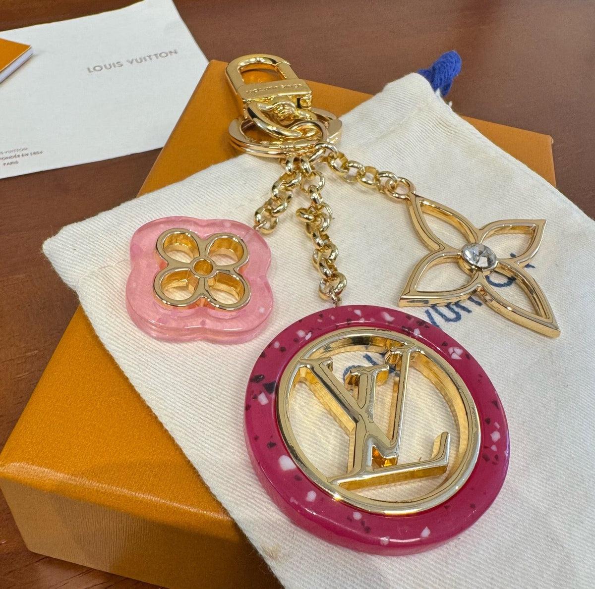 LOUIS VUITTON Canvas Metal Bag Charm Keychain
