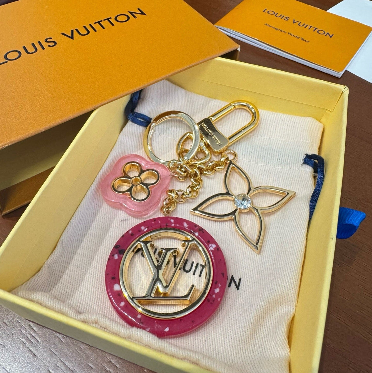 LOUIS VUITTON Canvas Metal Bag Charm Keychain