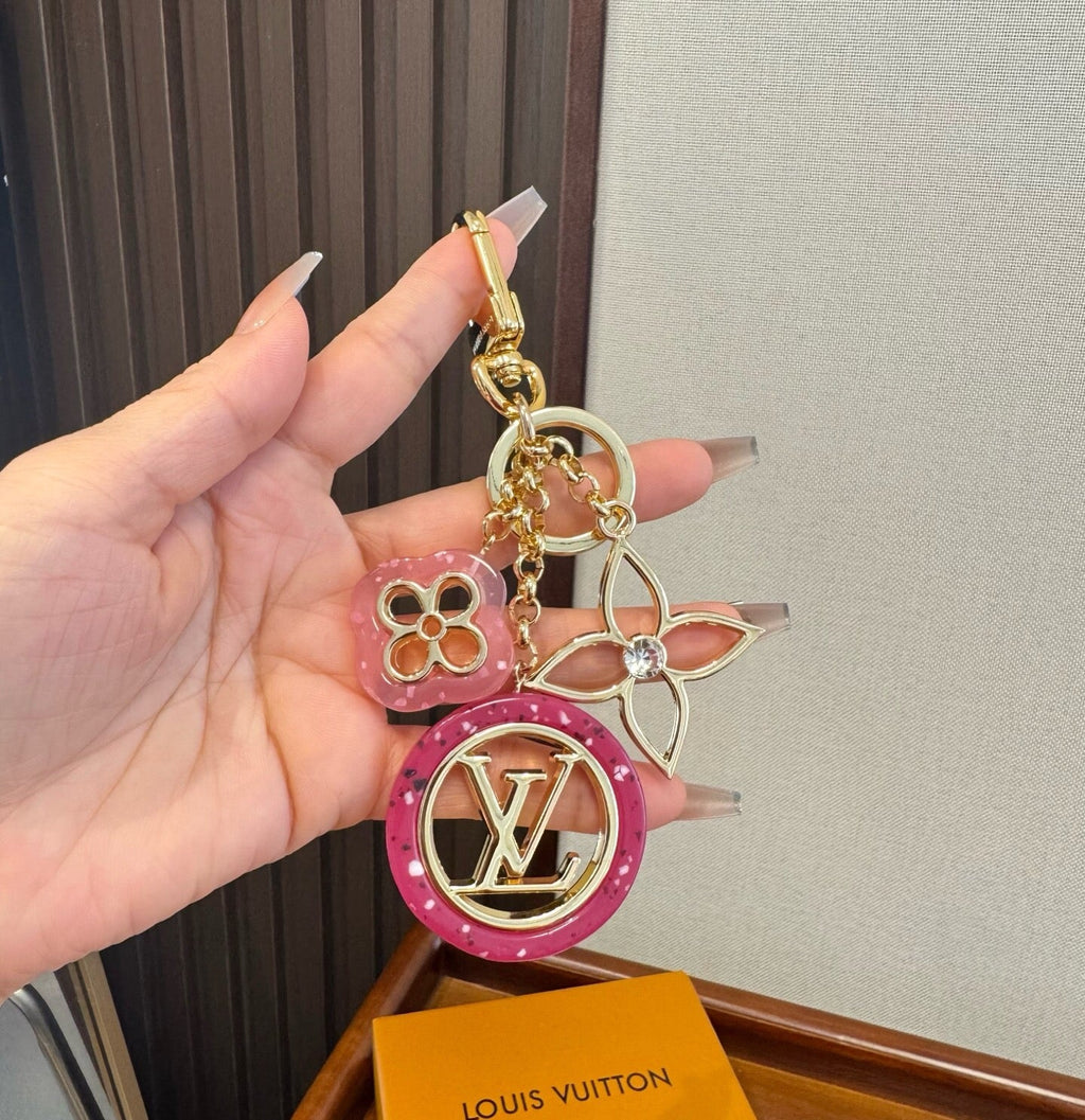 LOUIS VUITTON Canvas Metal Bag Charm Keychain
