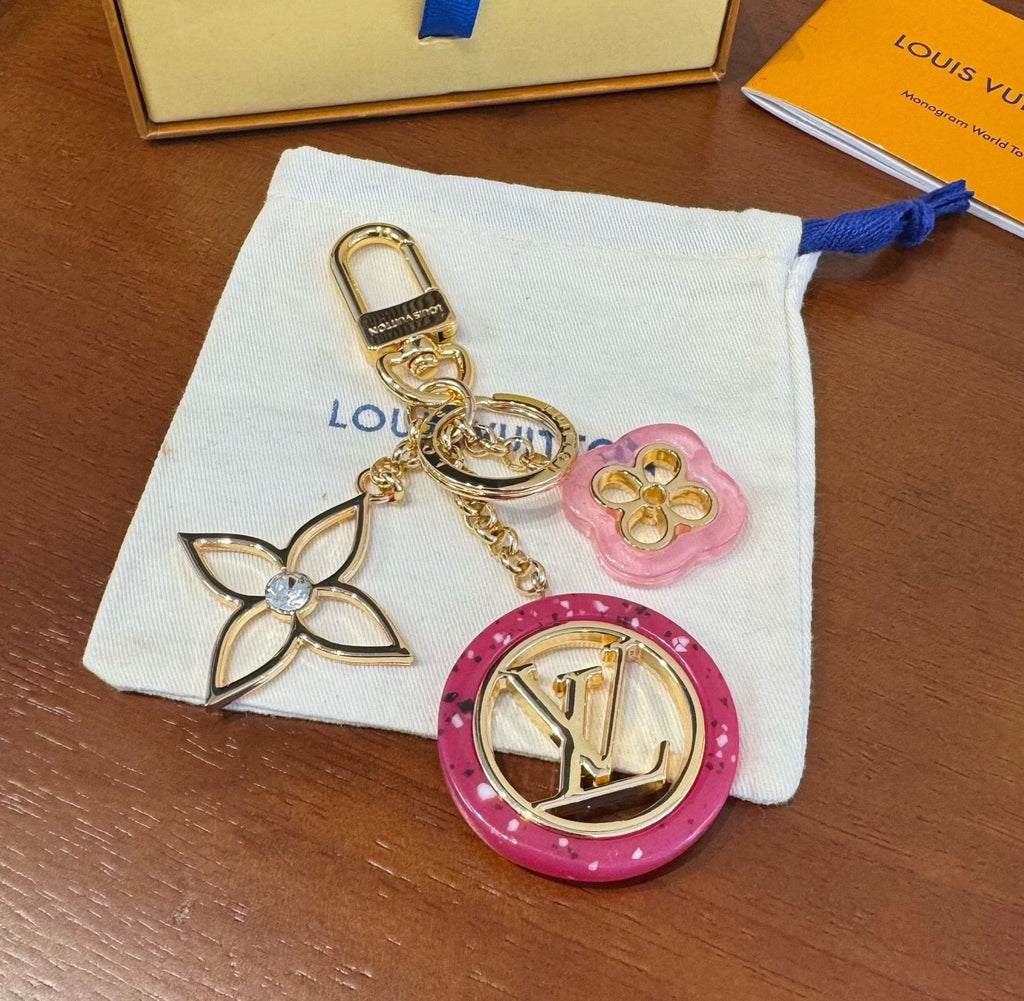 LOUIS VUITTON Canvas Metal Bag Charm Keychain
