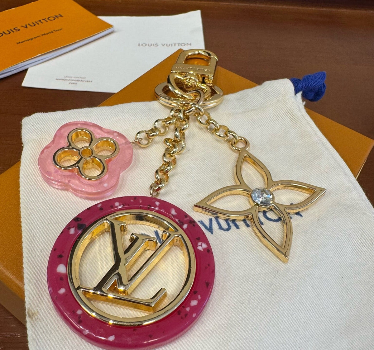 LOUIS VUITTON Canvas Metal Bag Charm Keychain