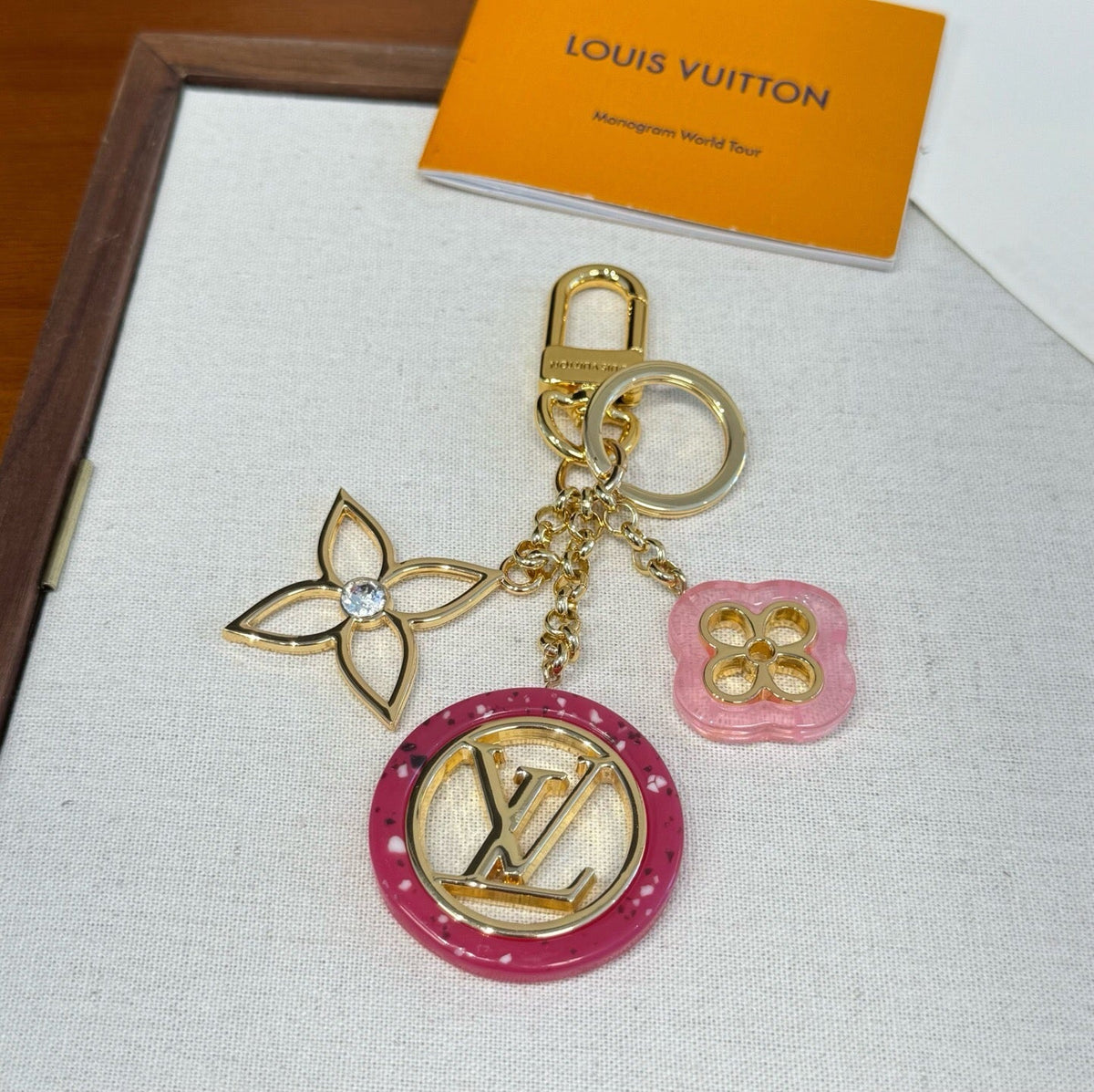 LOUIS VUITTON Canvas Metal Bag Charm Keychain