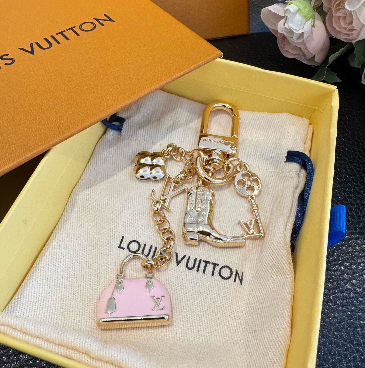 LOUIS VUITTON Metal Bag Charm Keychain