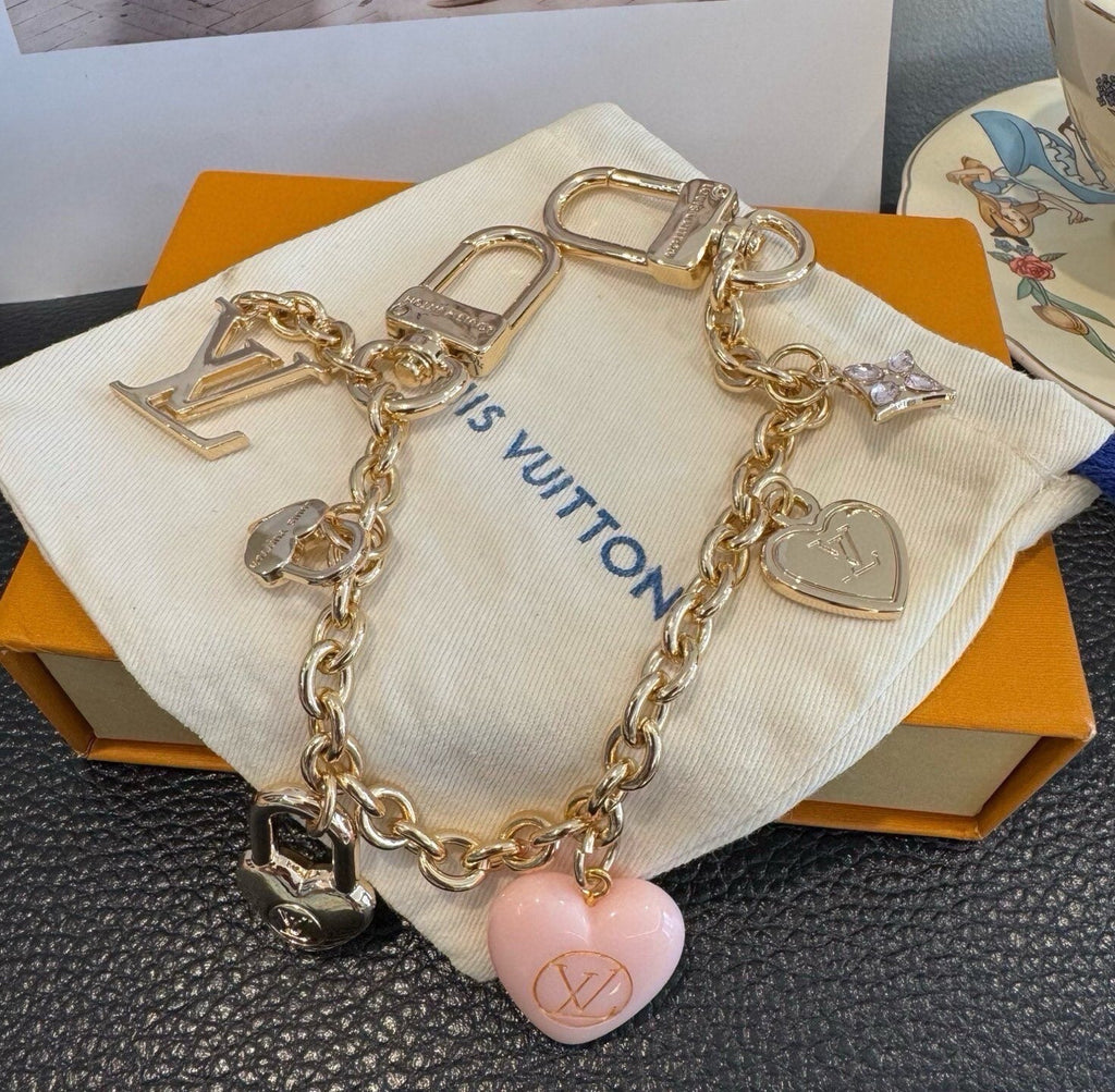 LOUIS VUITTON Canvas Cherry Blossom Bag Charm Keychain