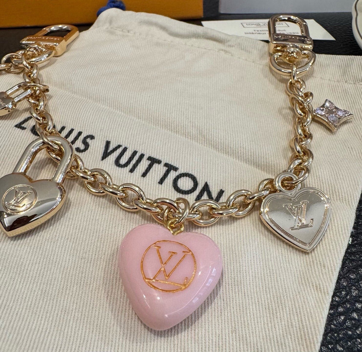 LOUIS VUITTON Canvas Cherry Blossom Bag Charm Keychain