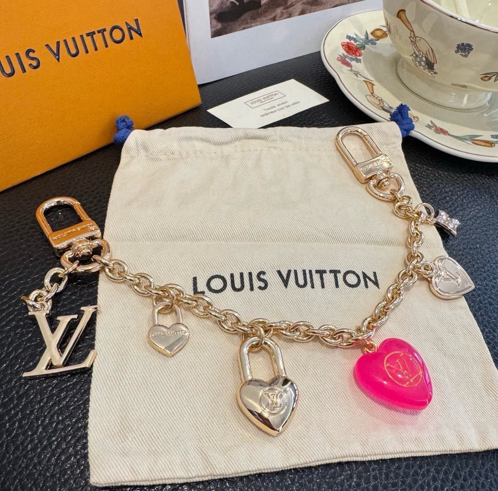 LOUIS VUITTON Canvas Cherry Blossom Bag Charm Keychain