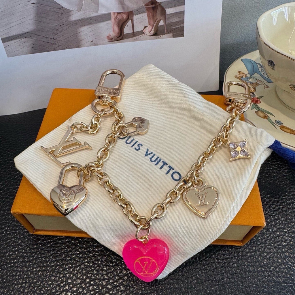 LOUIS VUITTON Canvas Cherry Blossom Bag Charm Keychain
