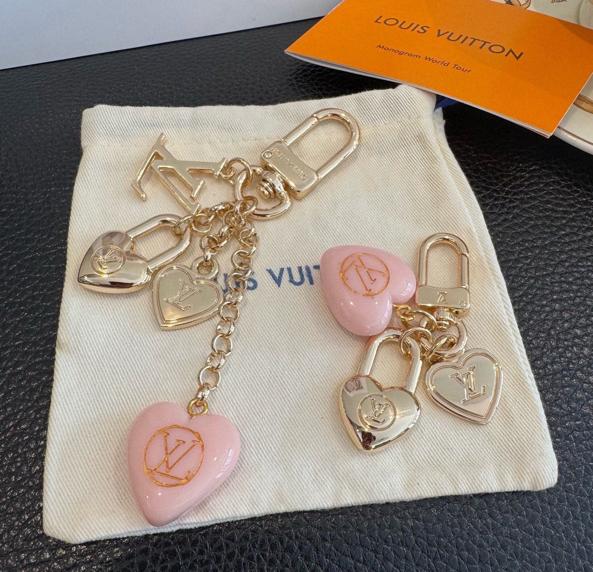 LOUIS VUITTON Canvas Flower Bag Charm Keychain