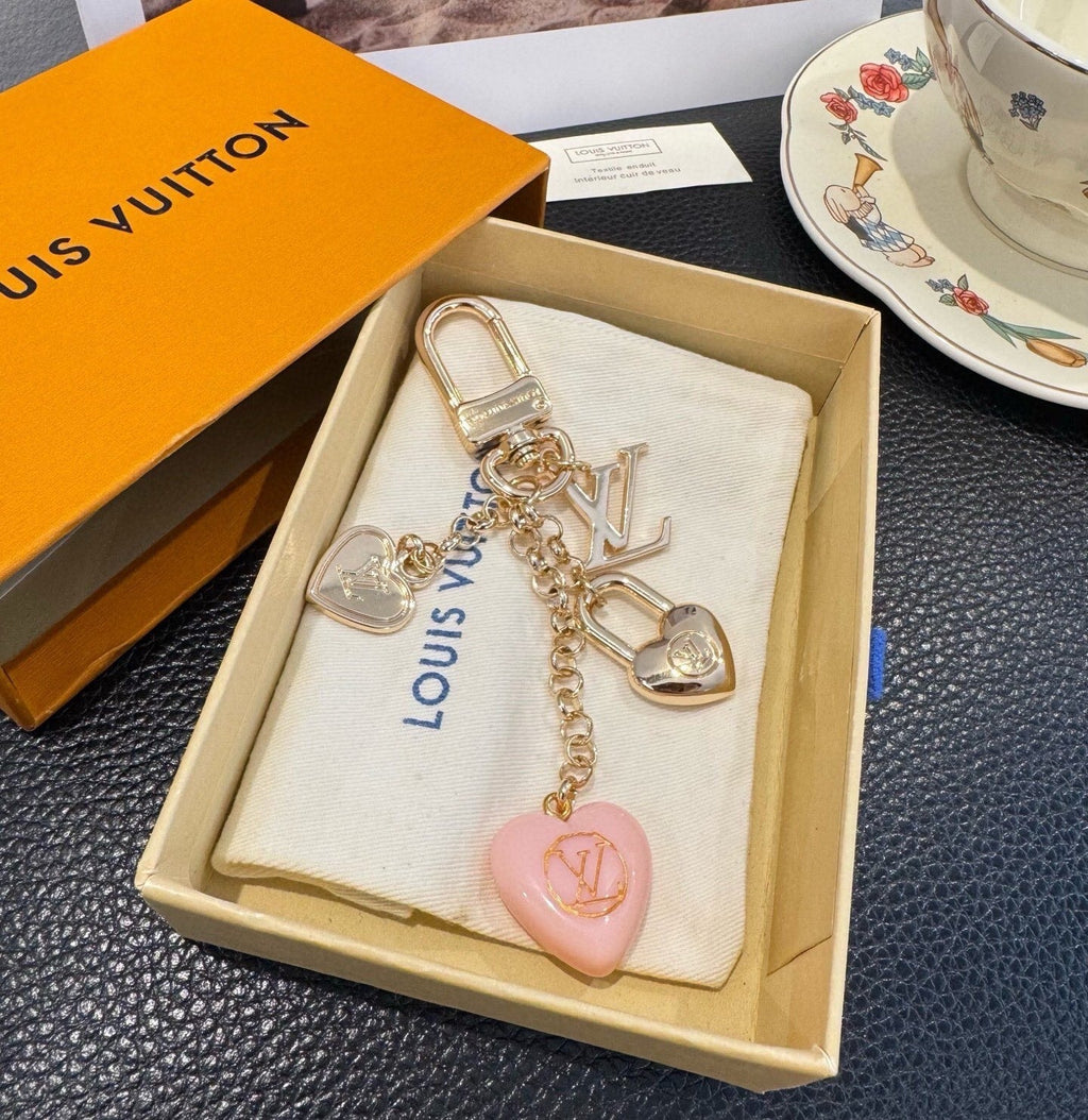 LOUIS VUITTON Canvas Flower Bag Charm Keychain