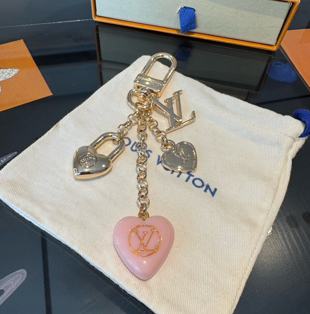 LOUIS VUITTON Canvas Flower Bag Charm Keychain