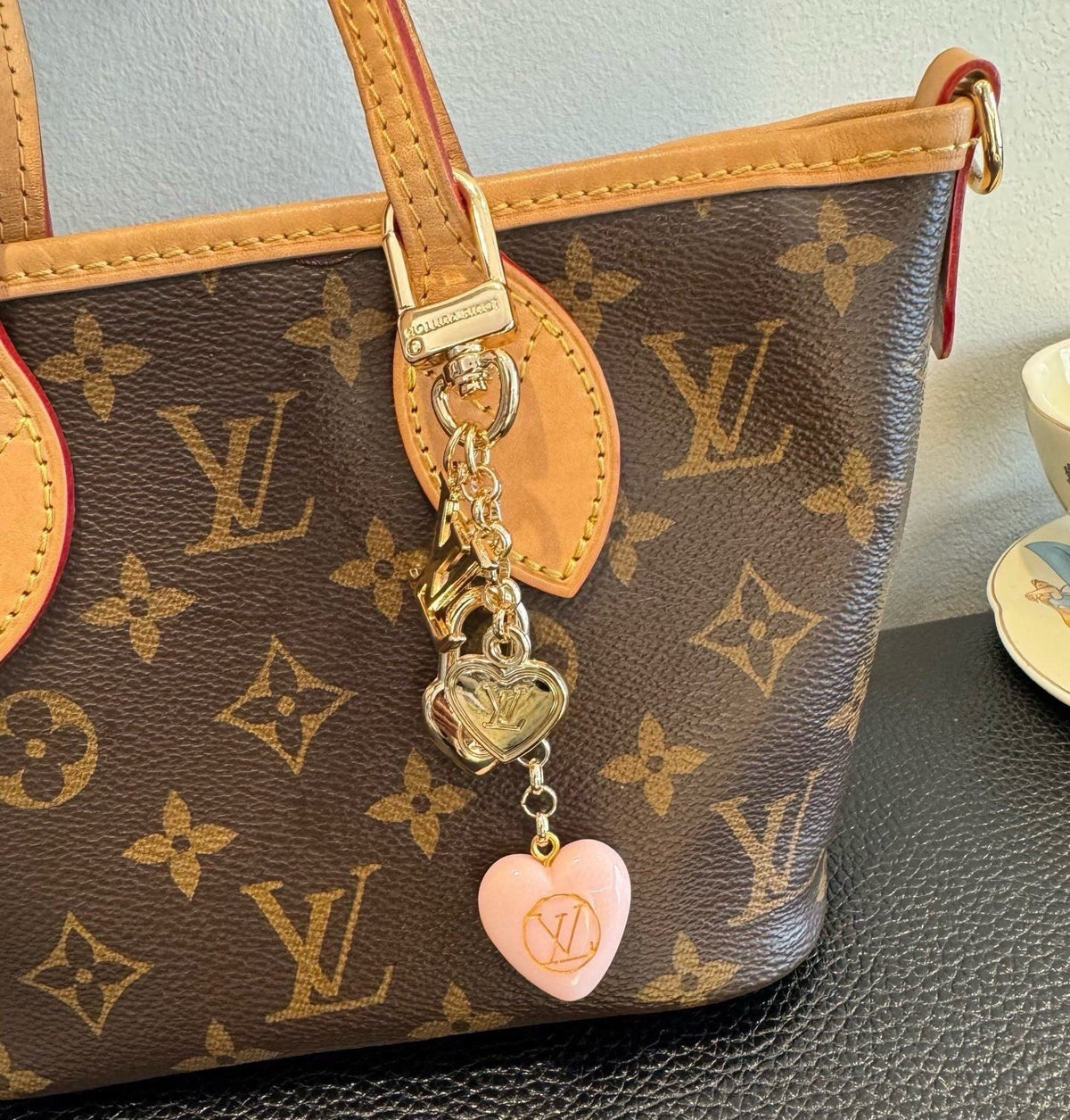 LOUIS VUITTON Canvas Flower Bag Charm Keychain