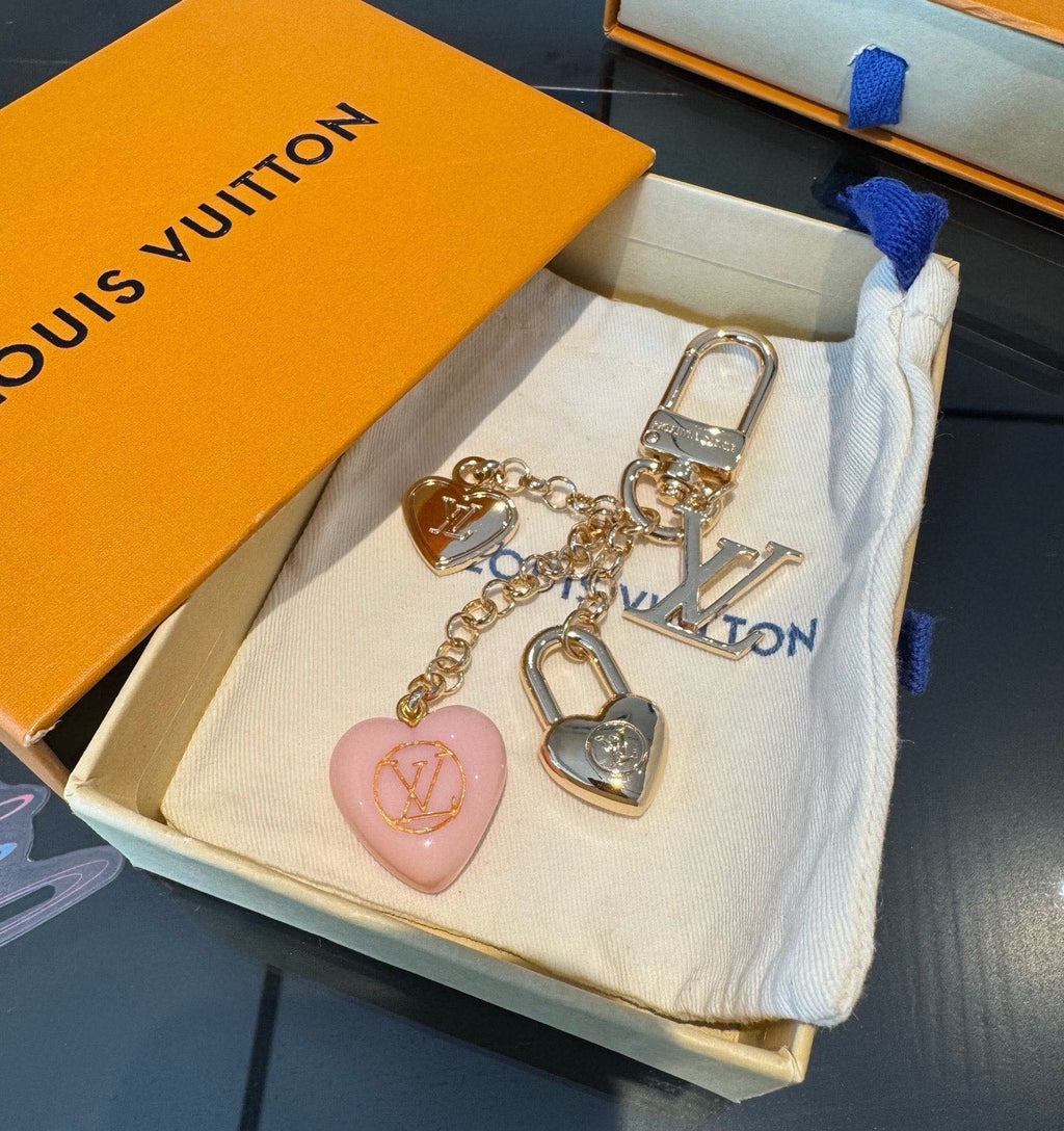 LOUIS VUITTON Canvas Flower Bag Charm Keychain