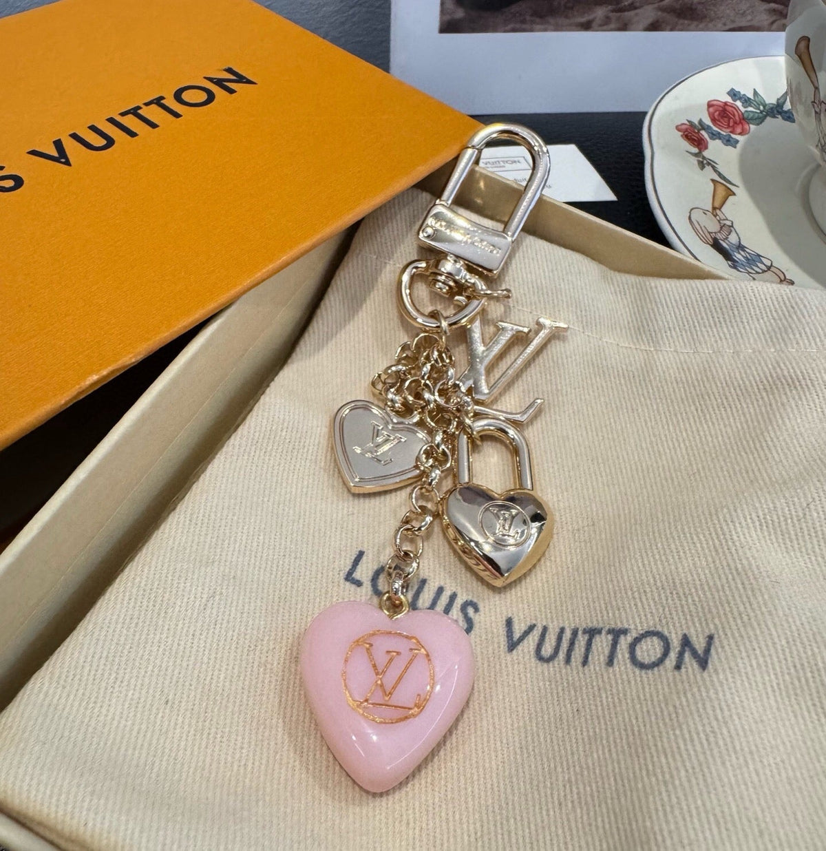 LOUIS VUITTON Canvas Flower Bag Charm Keychain