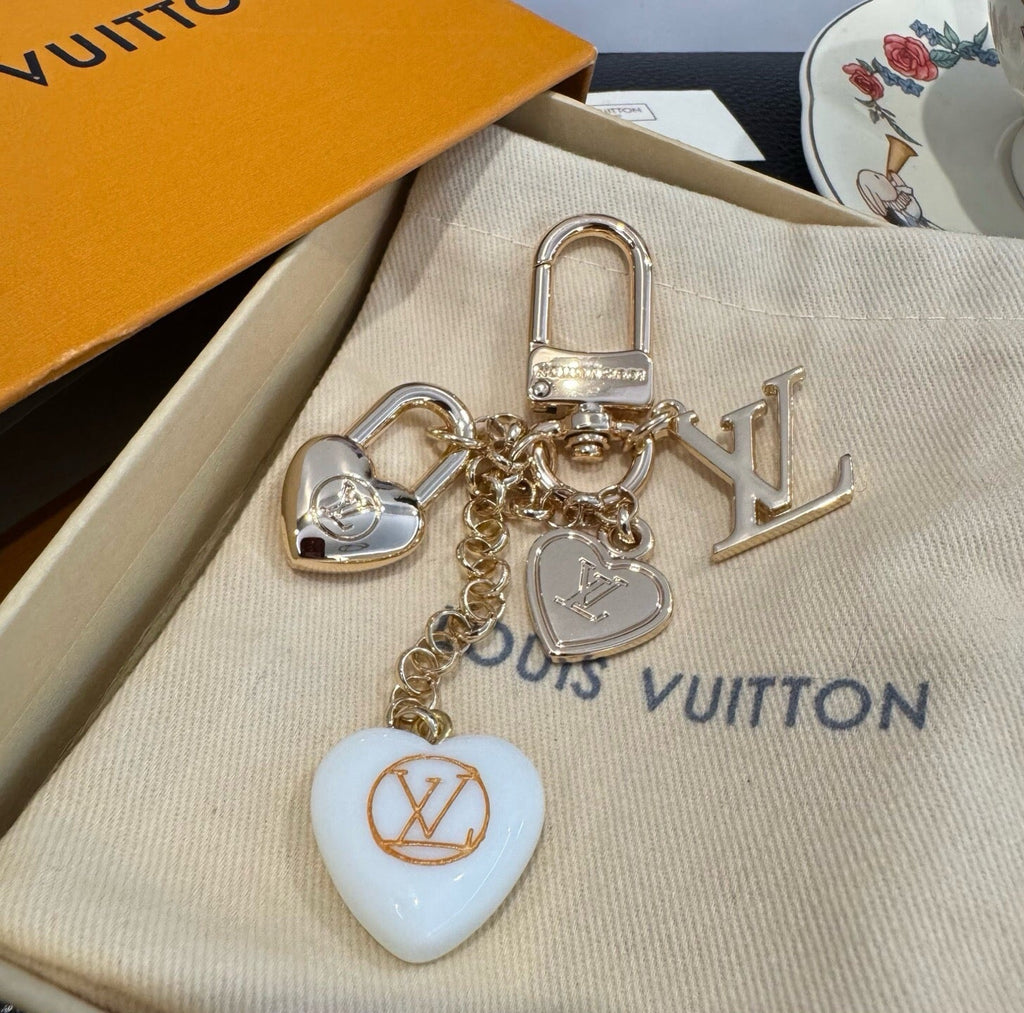 LOUIS VUITTON Canvas Flower Bag Charm Keychain