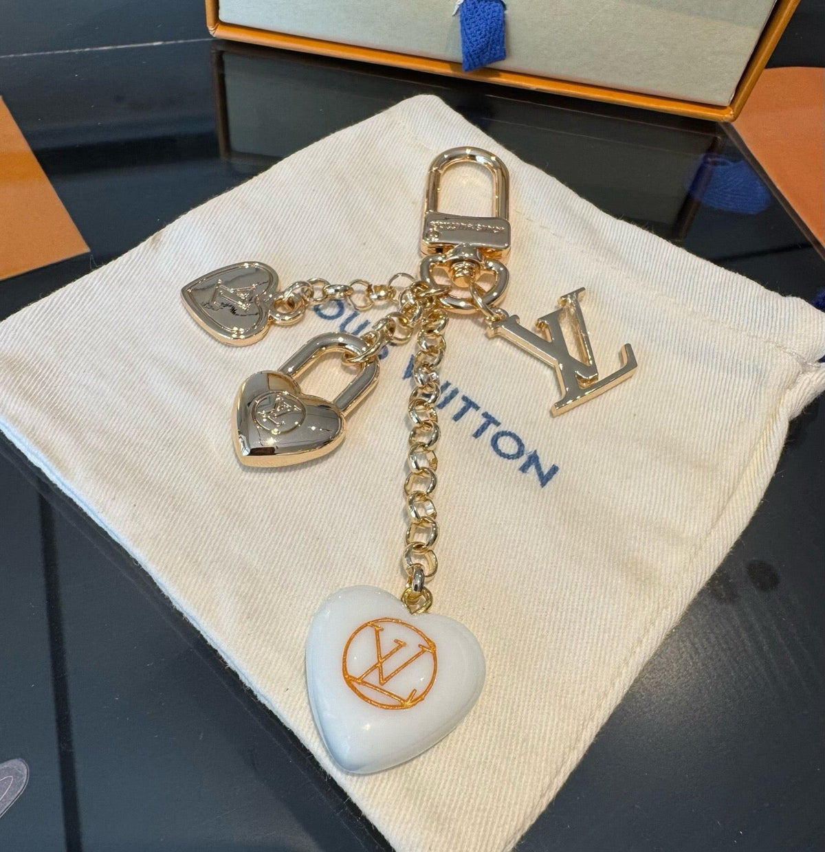 LOUIS VUITTON Canvas Flower Bag Charm Keychain