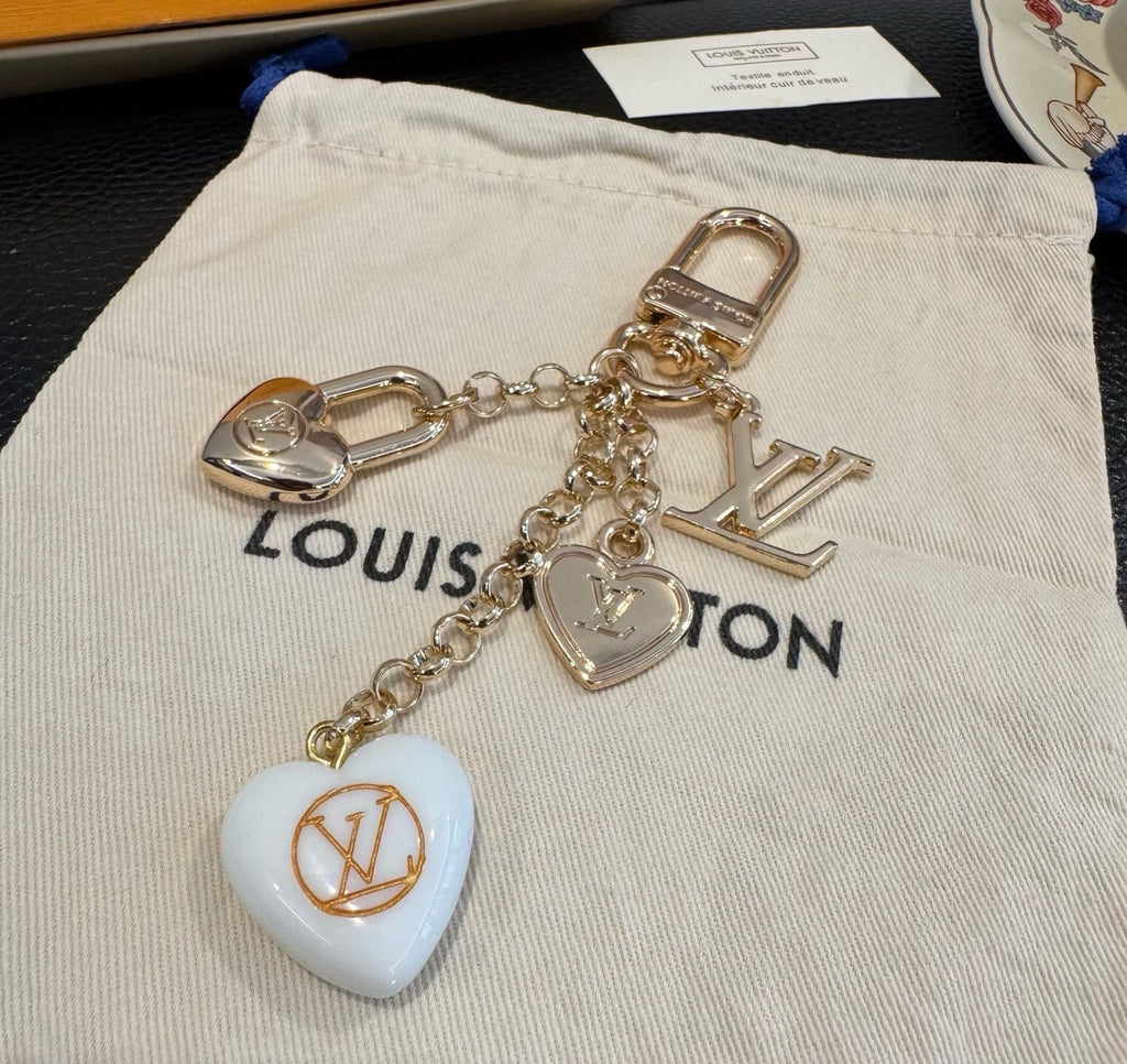 LOUIS VUITTON Canvas Flower Bag Charm Keychain