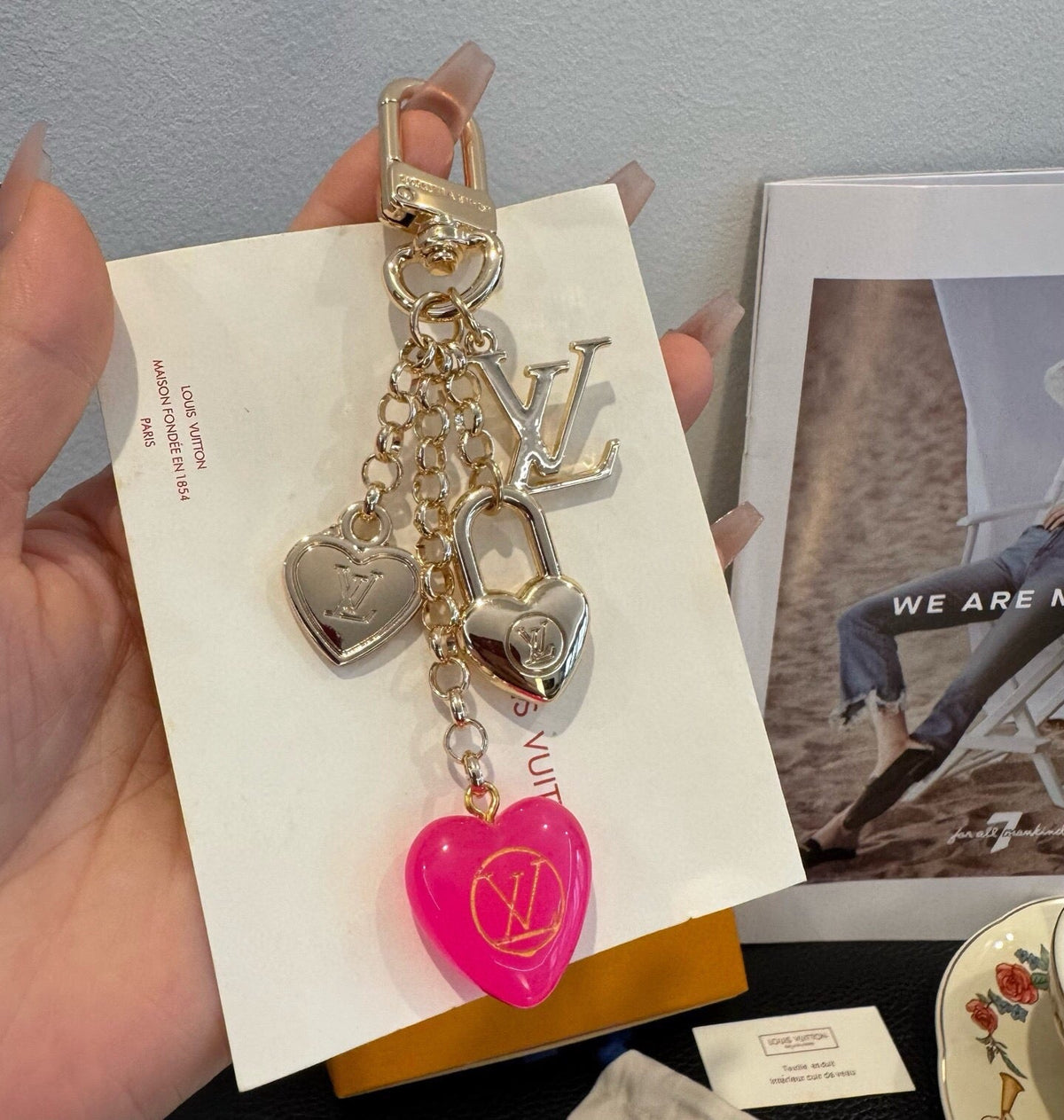 LOUIS VUITTON Canvas Flower Bag Charm Keychain
