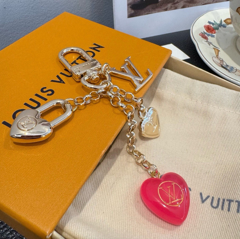 LOUIS VUITTON Canvas Flower Bag Charm Keychain