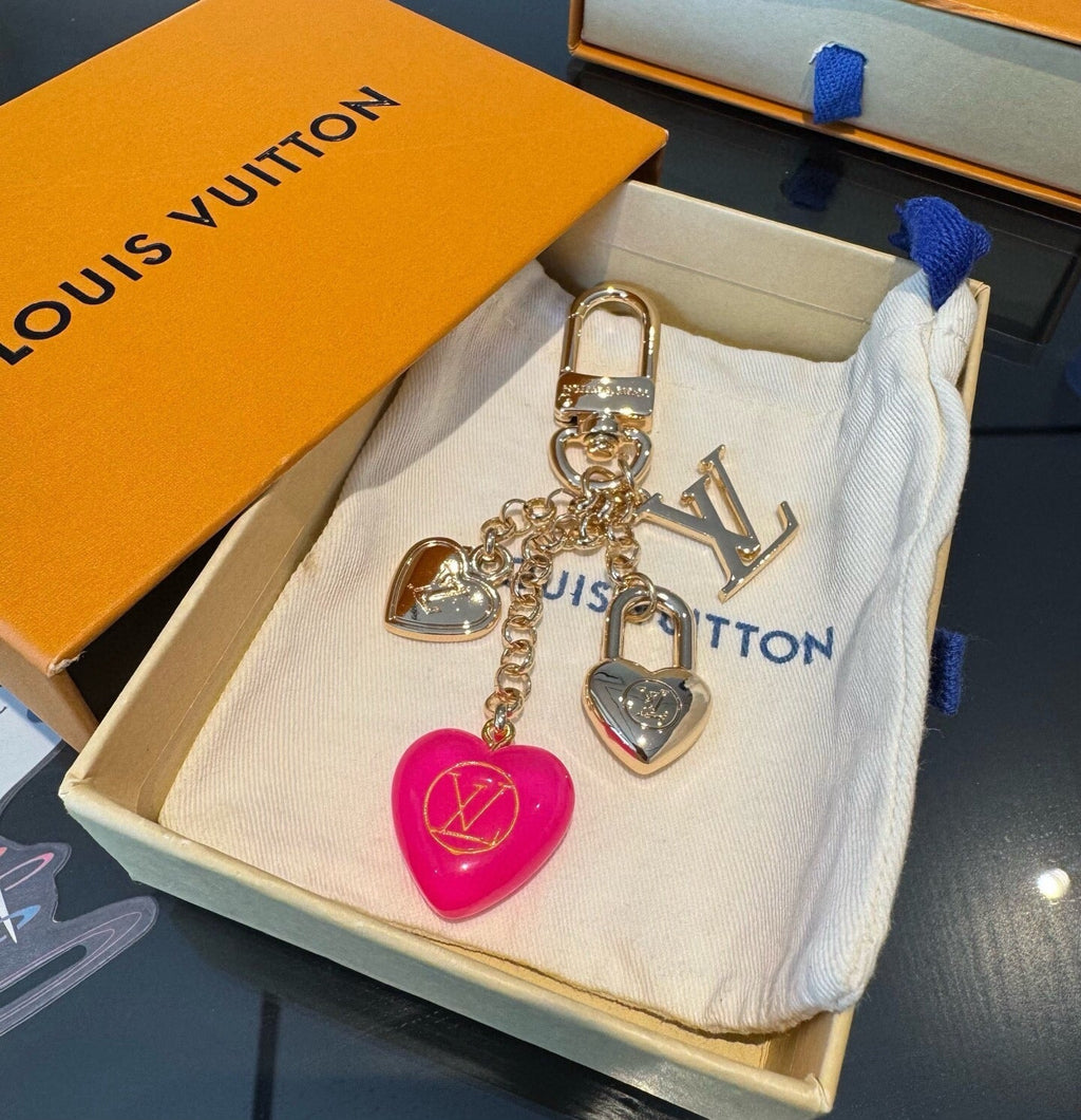 LOUIS VUITTON Canvas Flower Bag Charm Keychain