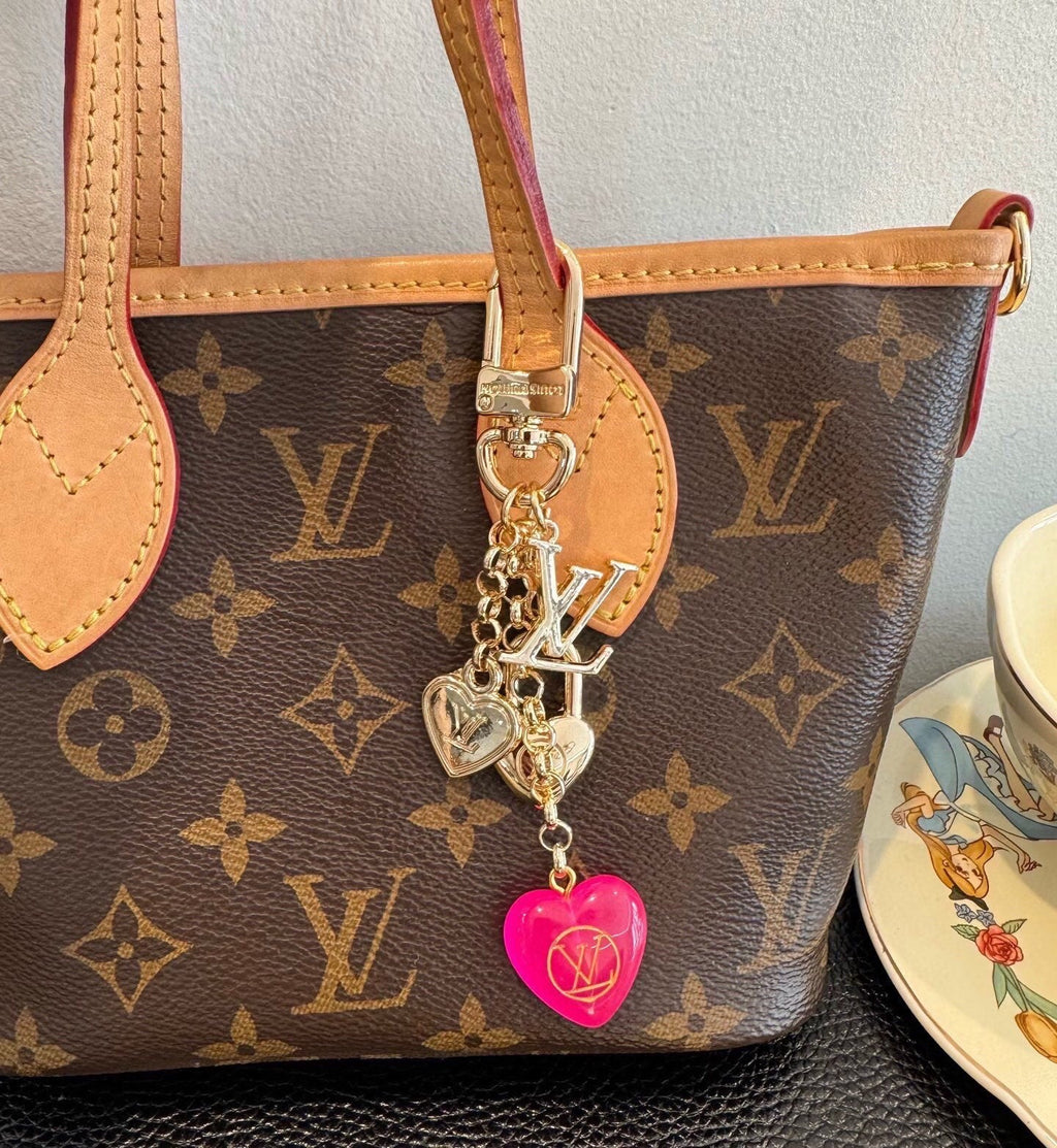 LOUIS VUITTON Canvas Flower Bag Charm Keychain