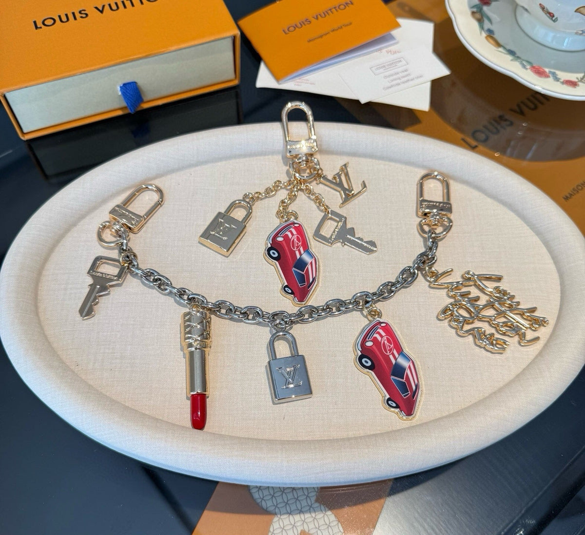 LOUIS VUITTON Logo Bag Charm Keychain