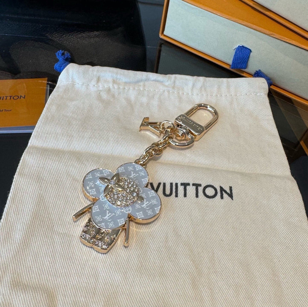 LOUIS VUITTON Canvas Flower Bag Charm Keychain