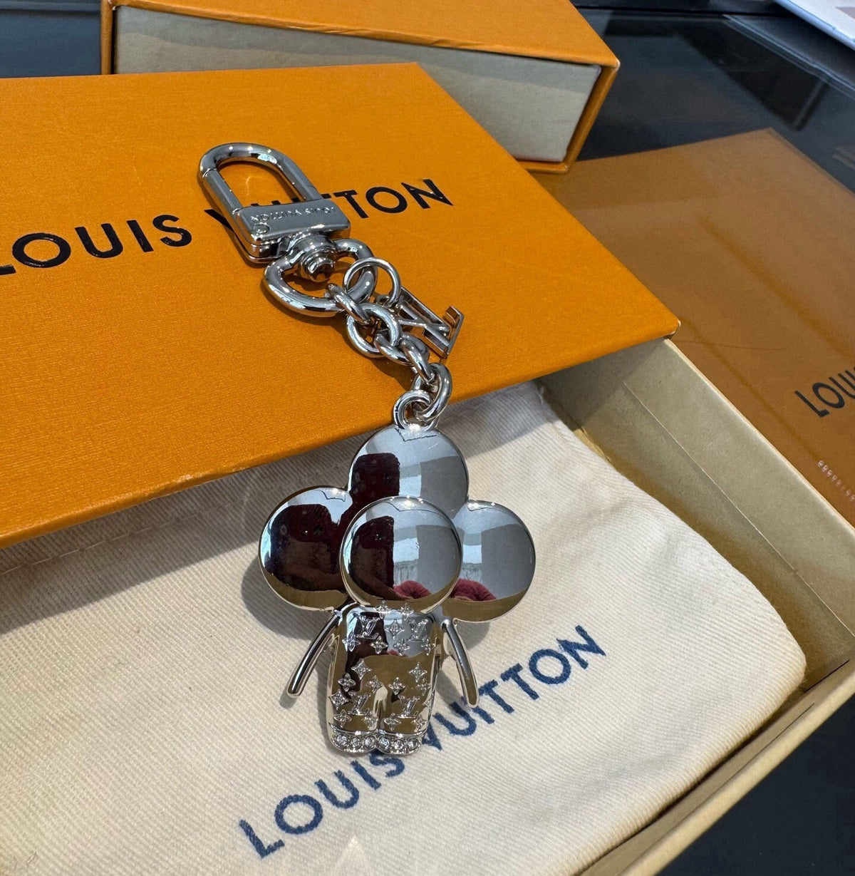 LOUIS VUITTON Canvas Flower Bag Charm Keychain