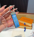 LOUIS VUITTON Leather Canvas Bag Charm Keychain