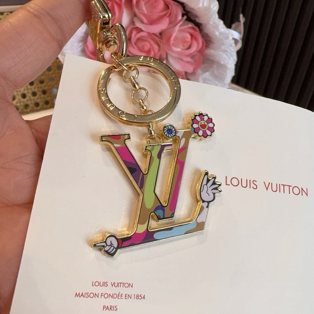 LOUIS VUITTON M02468 Brass Flower Bag Charm Keychain