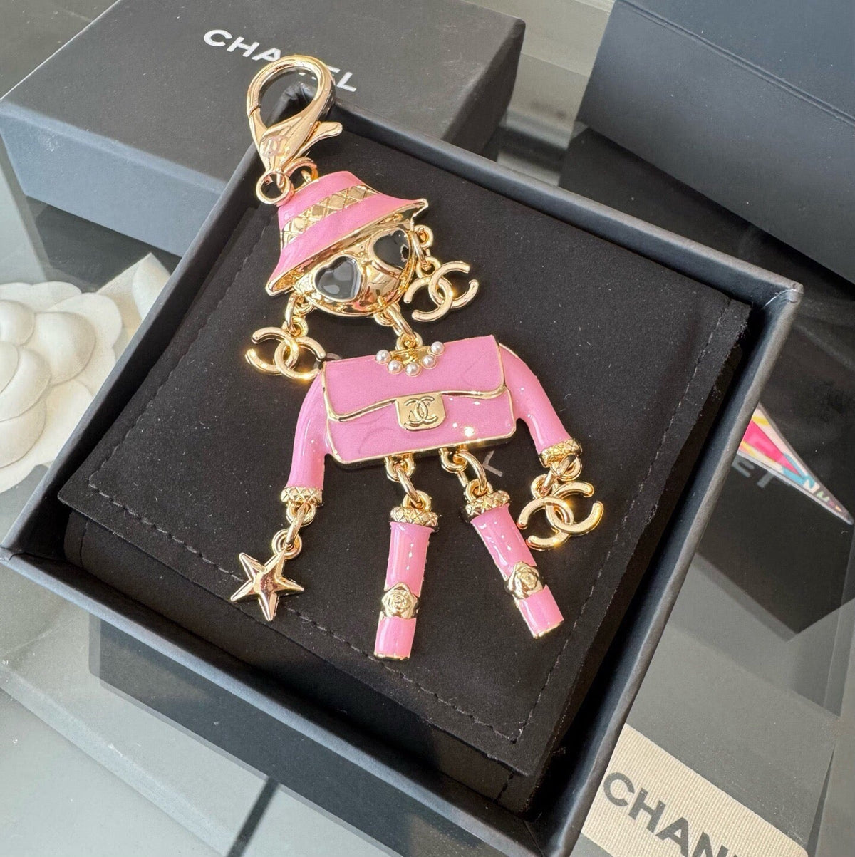 CHANEL Metal Bag Charm Keychain