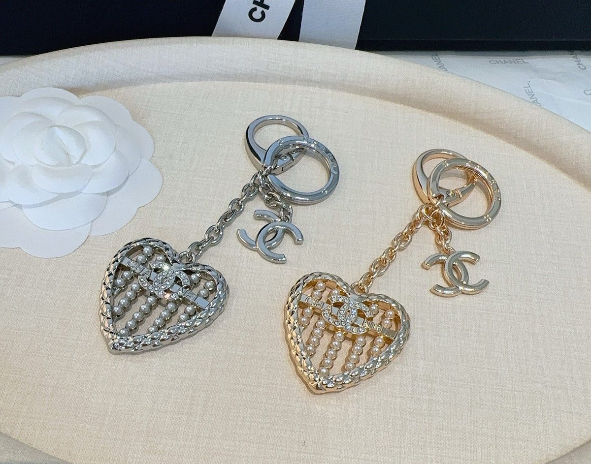 CHANEL Heart Bag Charm Keychain