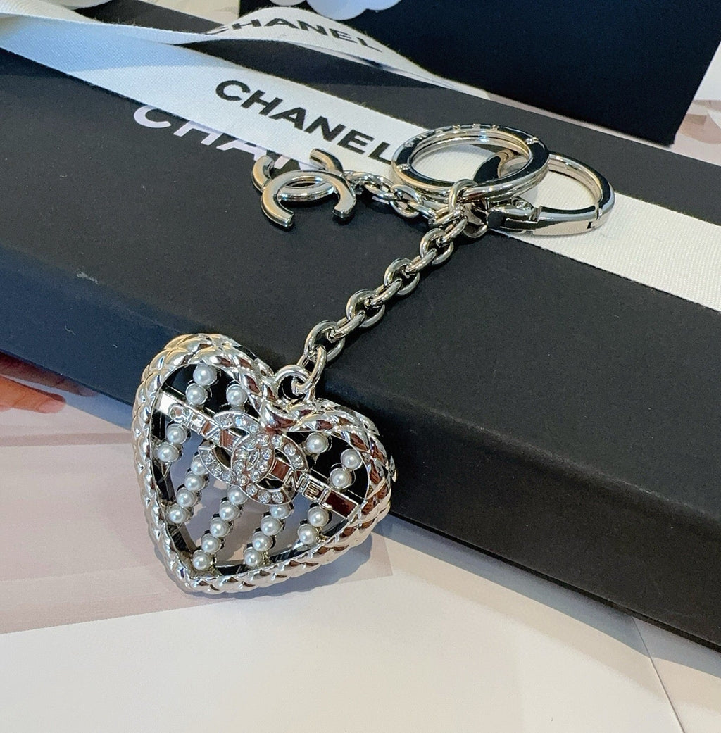 CHANEL Heart Bag Charm Keychain
