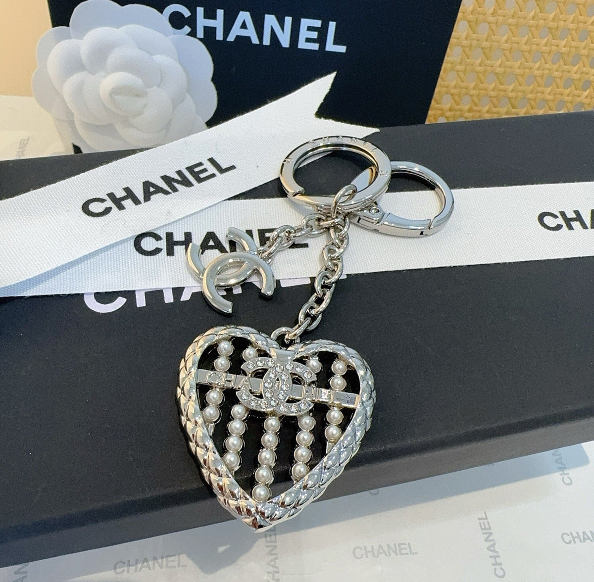 CHANEL Heart Bag Charm Keychain