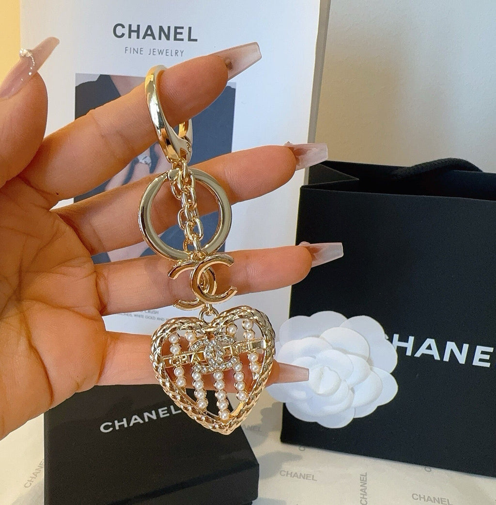 CHANEL Heart Bag Charm Keychain