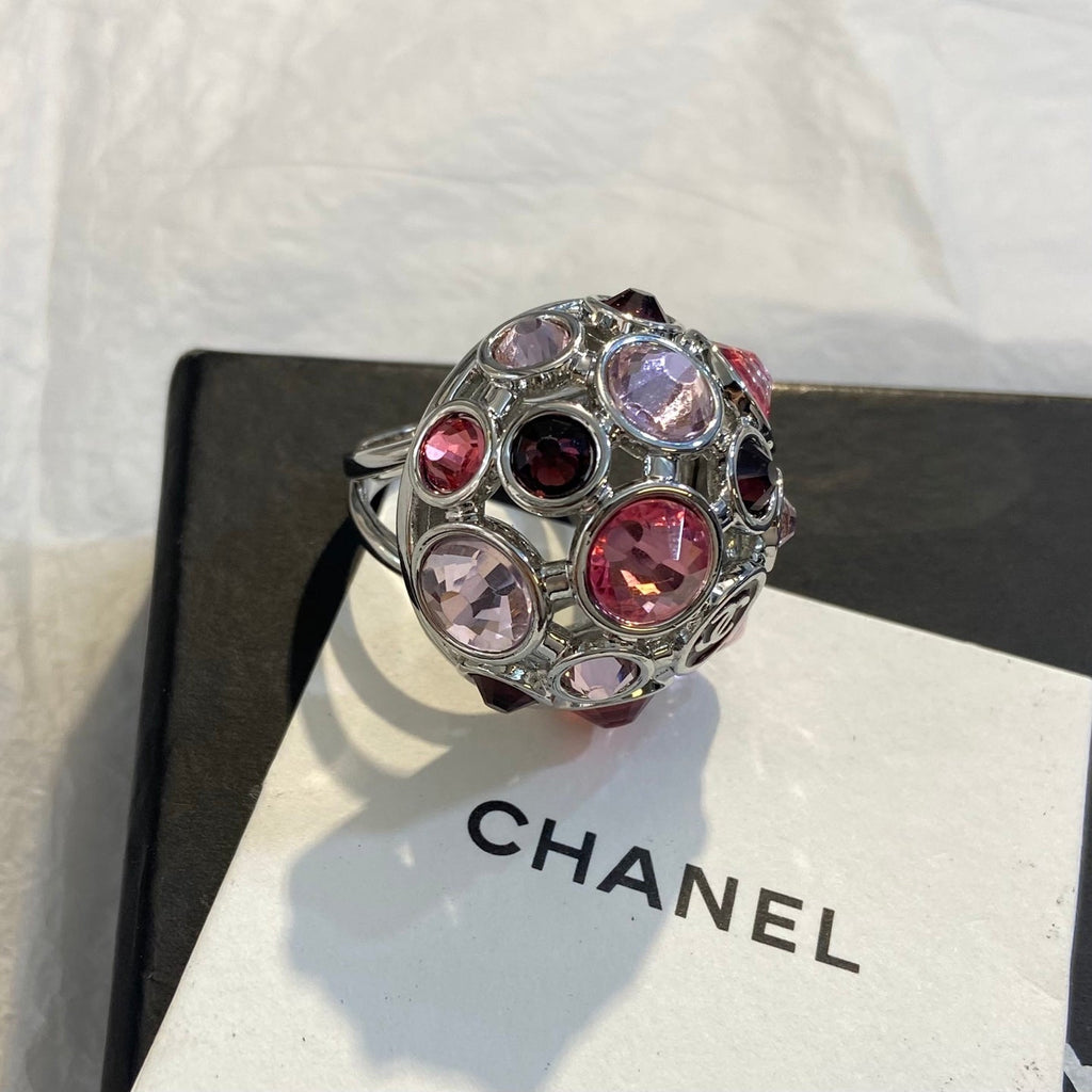 CHANEL Silver-Tone Black Green Earrings
