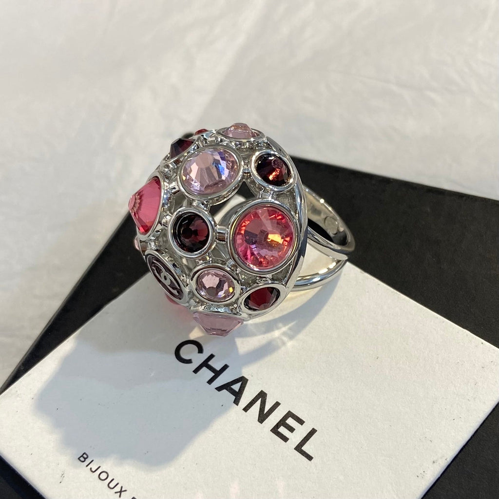 CHANEL Silver-Tone Black Green Earrings