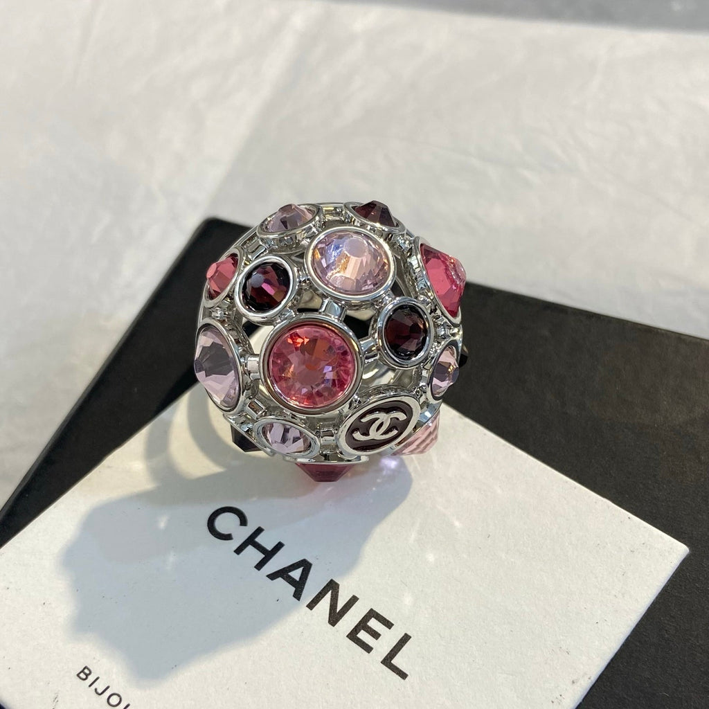CHANEL Silver-Tone Black Green Earrings
