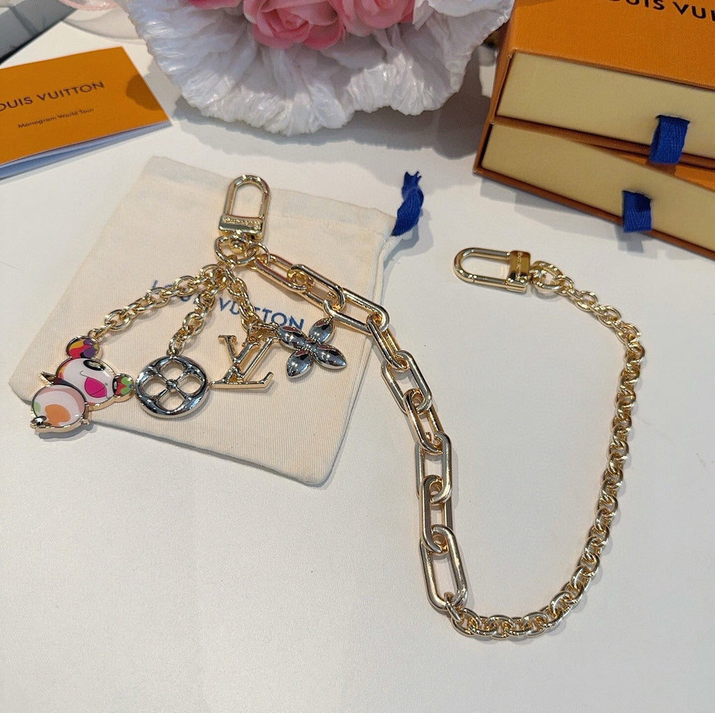 LOUIS VUITTON Canvas Metal Bag Charm Keychain
