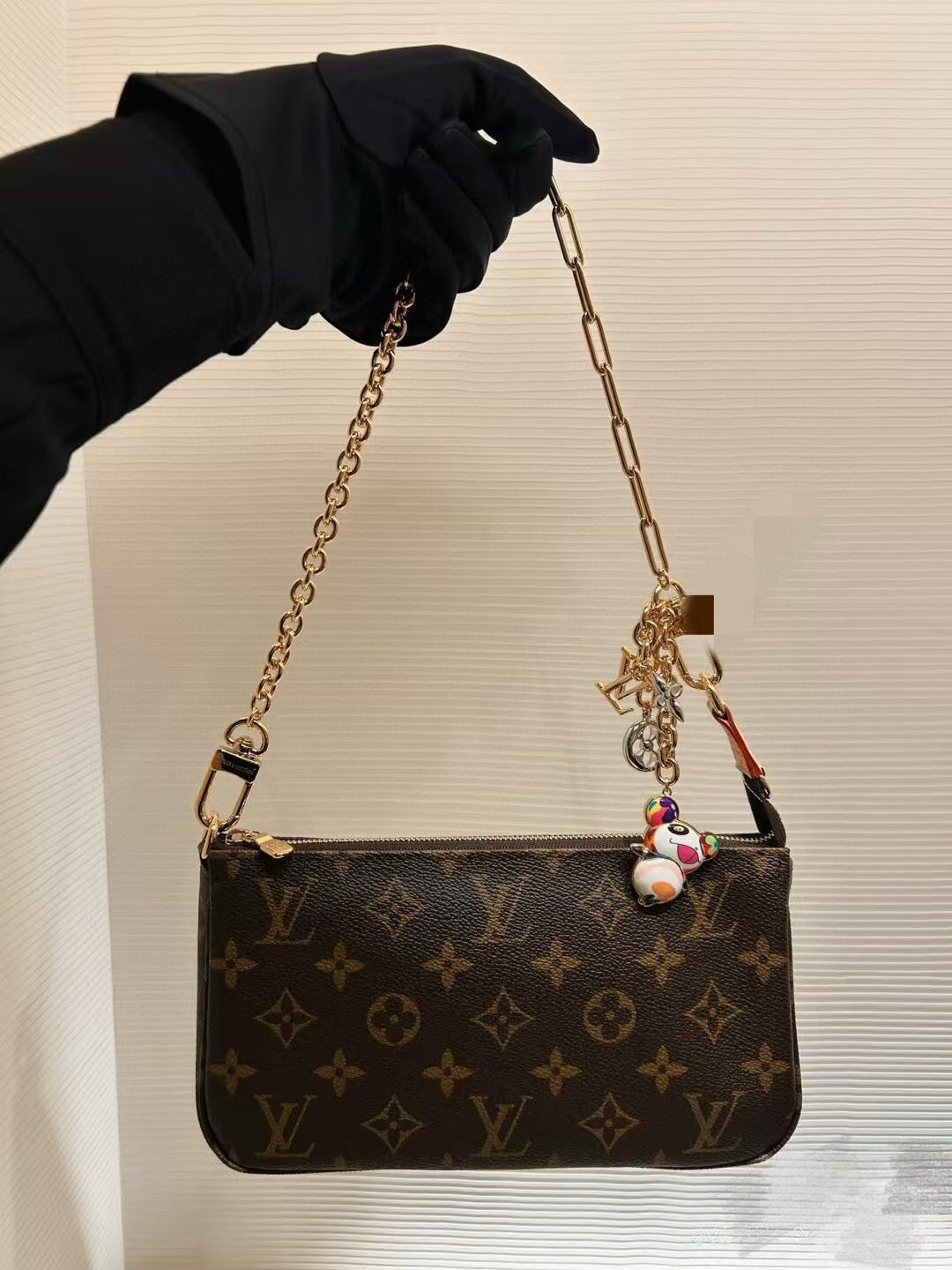 LOUIS VUITTON Canvas Metal Bag Charm Keychain