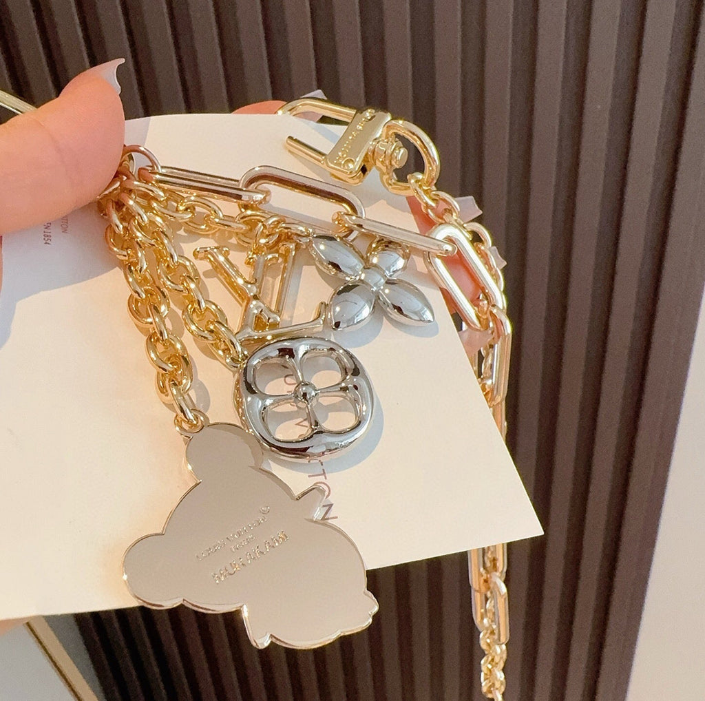 LOUIS VUITTON Canvas Metal Bag Charm Keychain