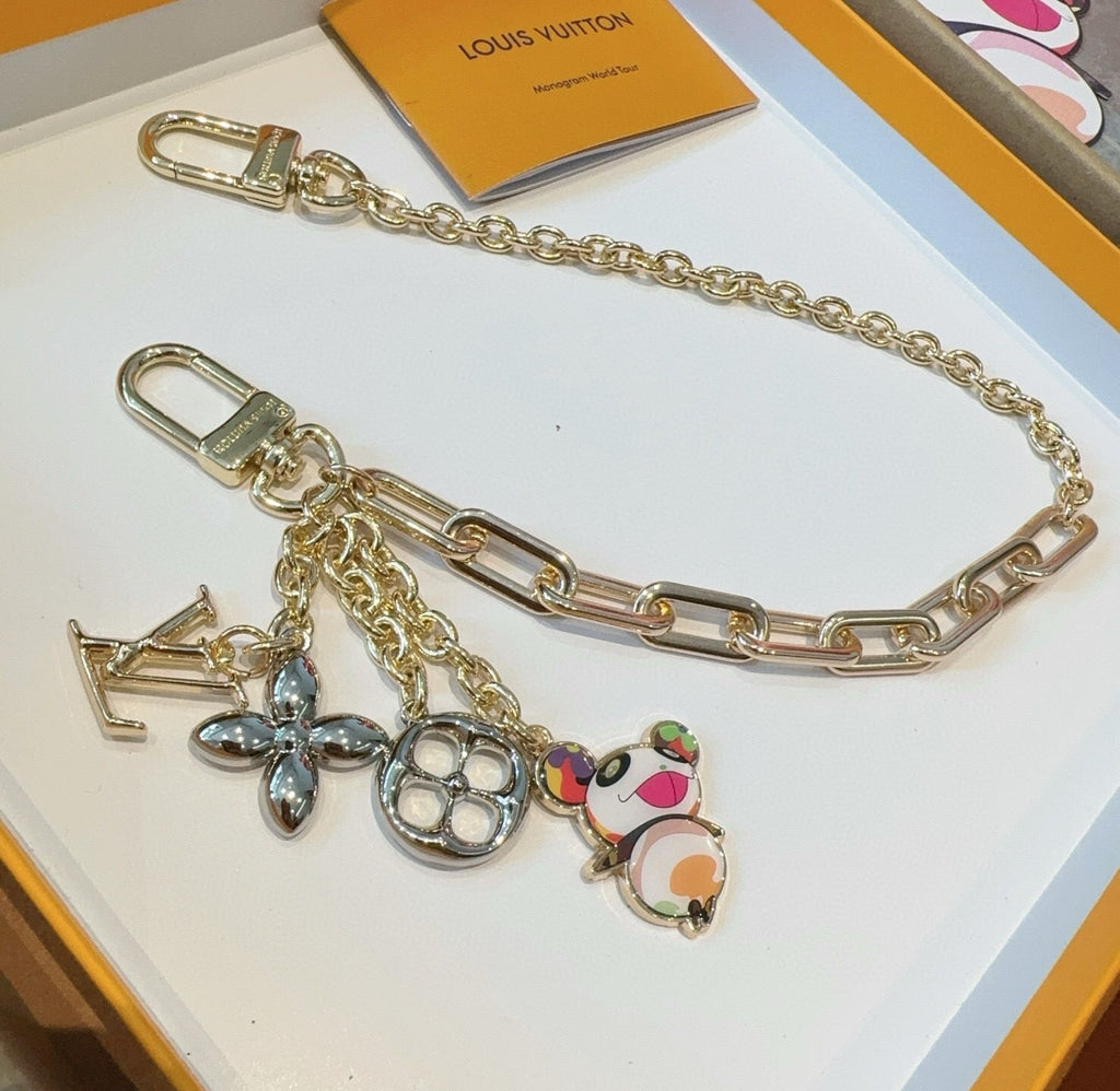 LOUIS VUITTON Canvas Metal Bag Charm Keychain
