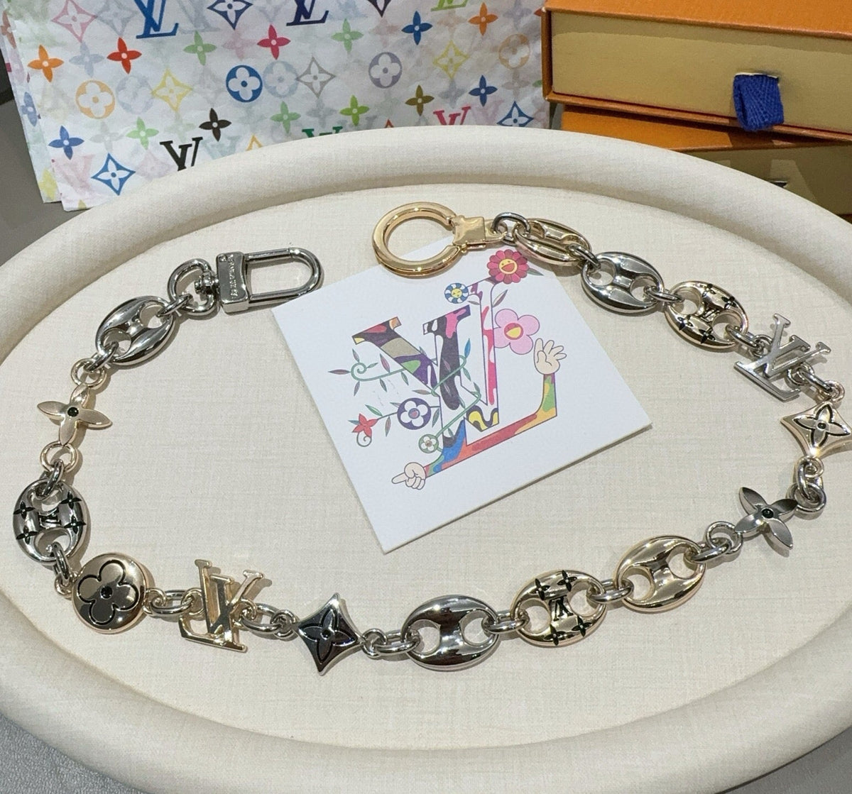 LOUIS VUITTON Metal Bag Charm Keychain