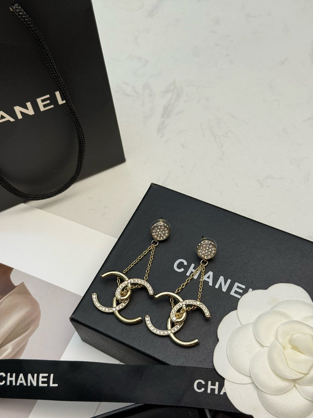 CHANEL Black Earrings
