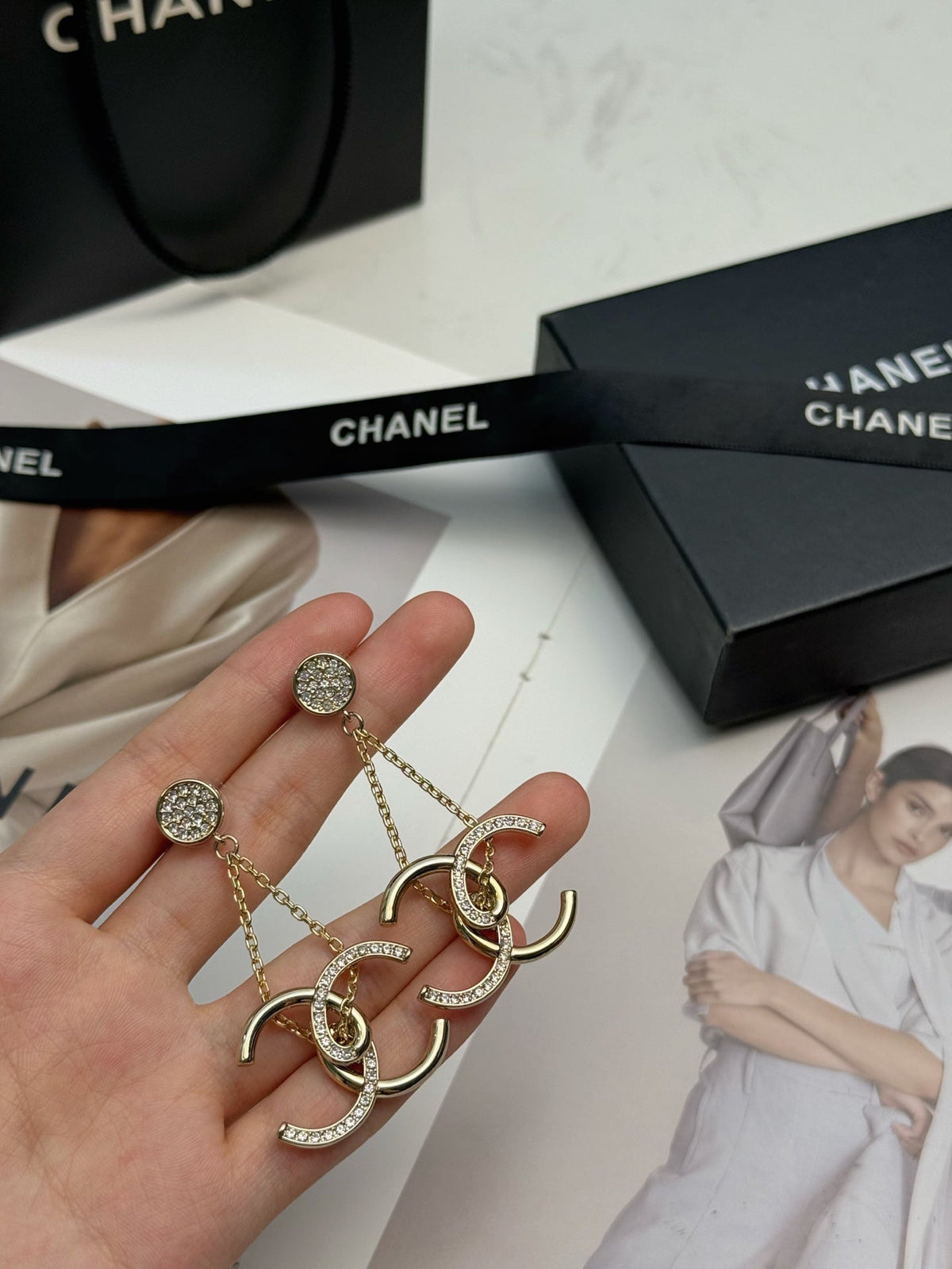 CHANEL Black Earrings