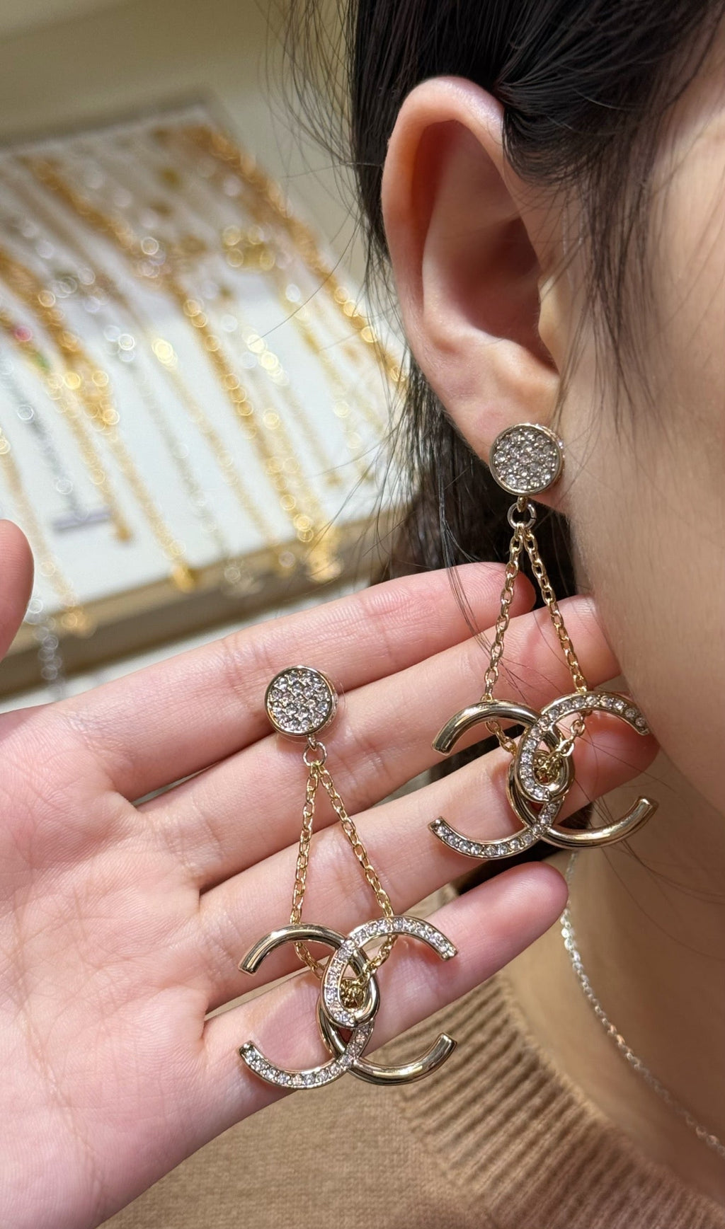 CHANEL Black Earrings